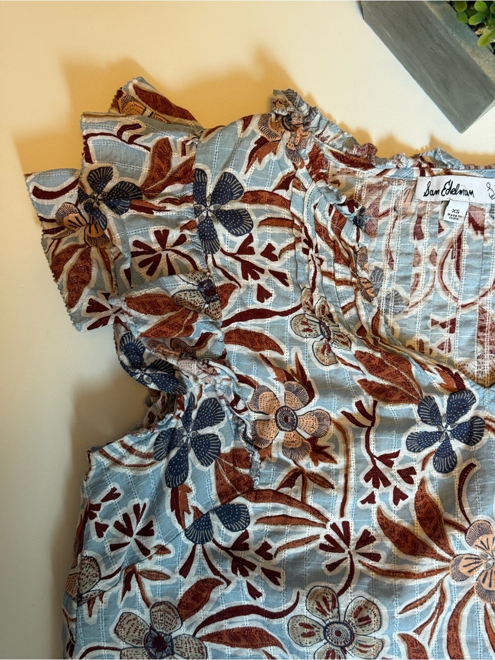 Sam Edelman Cotton Floral Ruffle Top - Picture 5 of 15